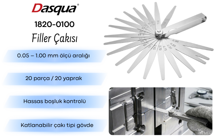 Dasqua 1820-0100 Filler Çakısı 0.05mm - 1.00mm Özellikleri
