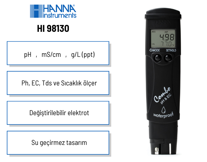 Hanna HI98130 Dijital Ph, Ec, Tds, Conv Ölçüm Cihazı