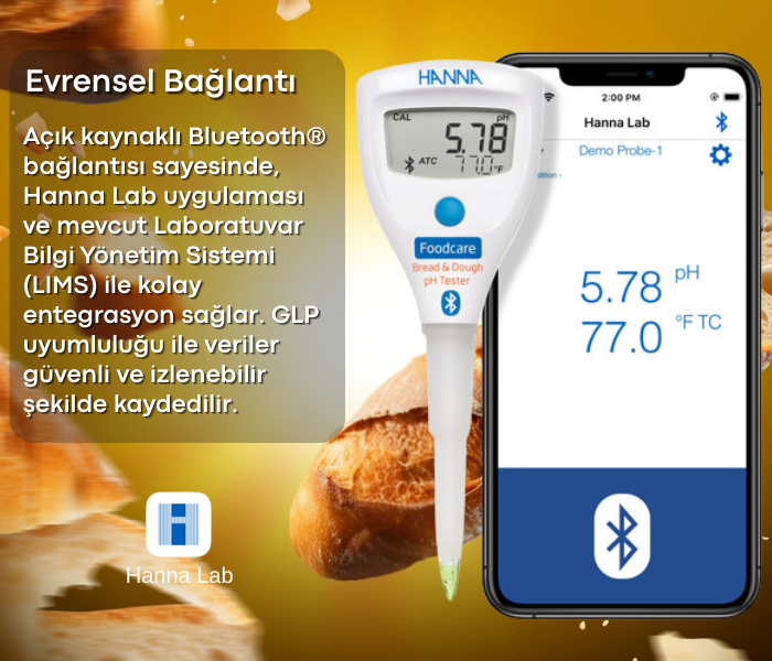 Ekmek ve Hamur pH Test Cihazı Bluetooth Bağlantılı