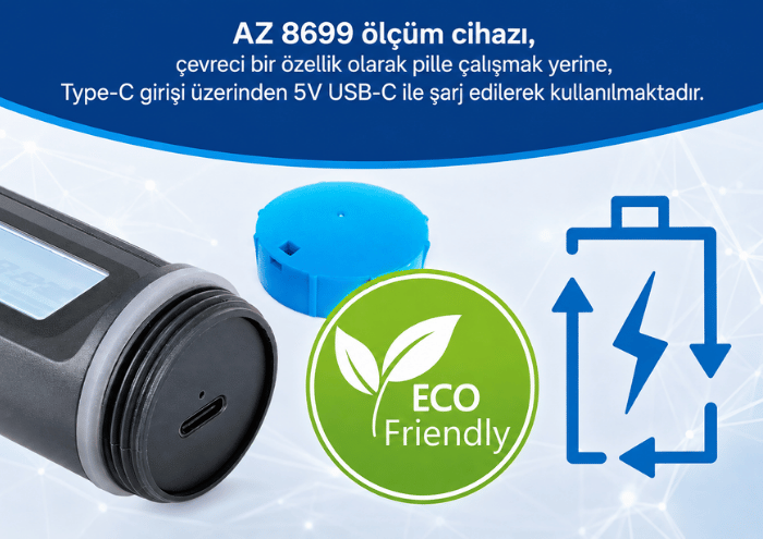 şarj edilebilen ph metre az 8699
