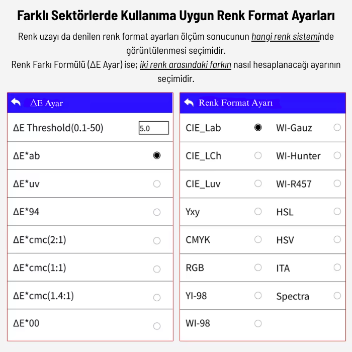 ls173 renk ölçer renk format ayarı