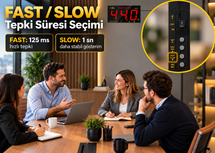 Smart Sensor AR884A ses seviyesi ölçer tepki süresi seçimi