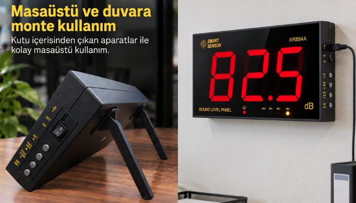 Smart Sensor AR884A masaüstü ve duvara monte kullanım özelliği