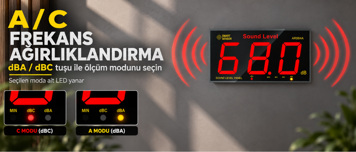 Smart Sensor AR884A ses ölçer A/C frekans ağırlıklandırma özelliği