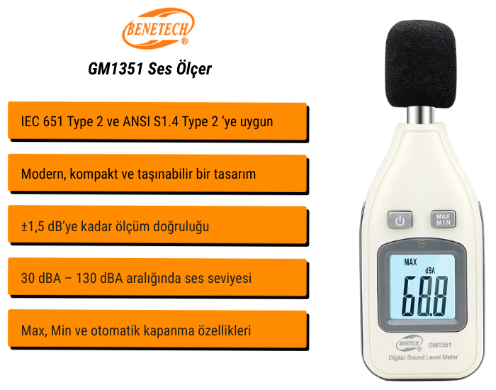 benetech gm1351 ses ölçer